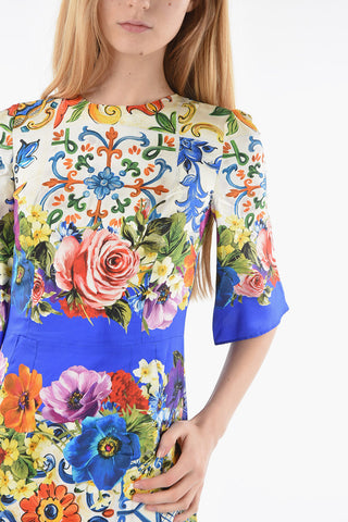 Printed Silk Maxi Dress With Foulard