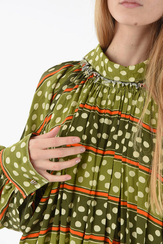 Vestito Maxi In Seta A Manica Lunga Con Scollo Sulla Schiena