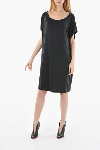 Cupro-jersey ALEXIA Midi Dress with Boat Neckline