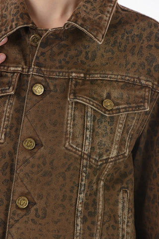 Animal Patterned Denim Jacket