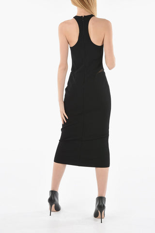 Mesh Detail Knitted Long Sheath Dress