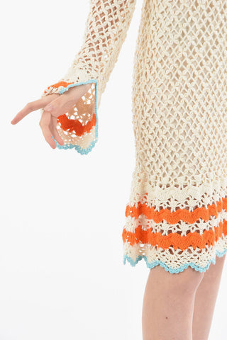 Long Sleeve Perforated Knitted Dress