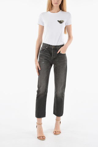 Bleached Effect Cropped Denims 17cm