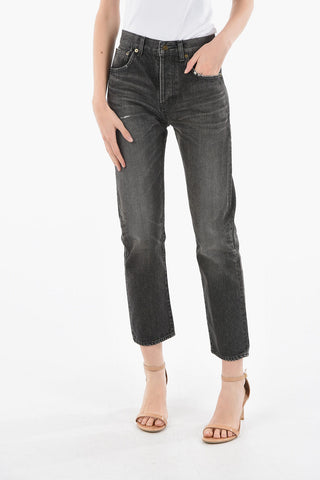 Bleached Effect Cropped Denims 17cm