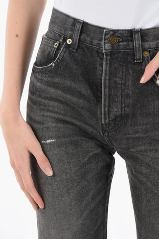 Bleached Effect Cropped Denims 17cm