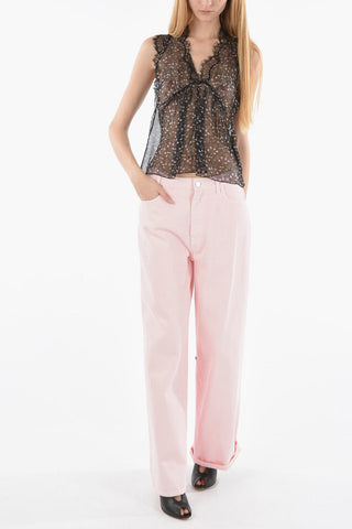 Floral Patterned See Through Silk Top