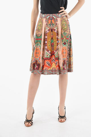 Cotton-poplin Skirt with Iconic Paisley Motif