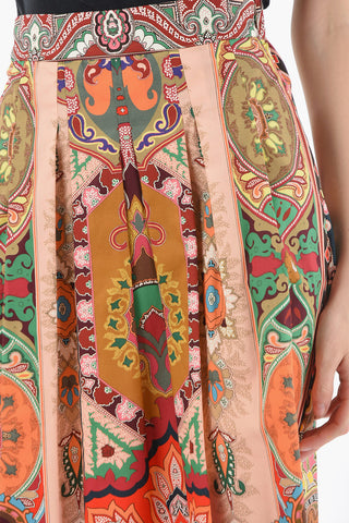 Cotton-poplin Skirt with Iconic Paisley Motif