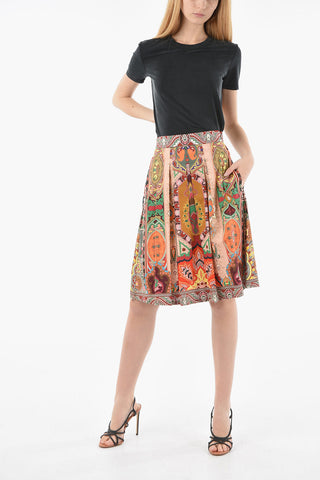 Cotton-poplin Skirt with Iconic Paisley Motif