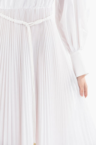 Pleated Skirt One-Shoulder Midi Dress