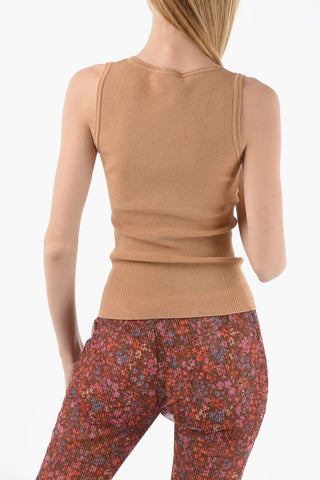 Top Senza Maniche in Tessuto Stretch a Costine