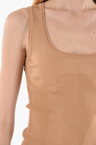 Top Senza Maniche in Tessuto Stretch a Costine
