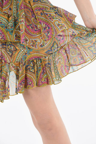 Silk-chiffon Miniskirt with Ruffles