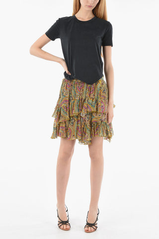 Silk-chiffon Miniskirt with Ruffles