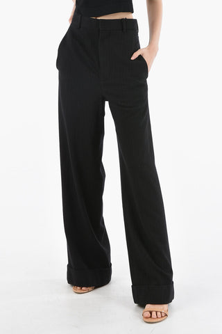 Wool-blend BONNE Slouchy Pants in Pinstripe Motif