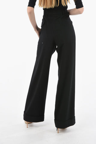 Wool-blend BONNE Slouchy Pants in Pinstripe Motif