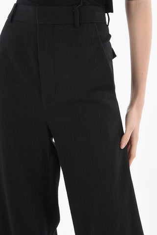 Wool-blend BONNE Slouchy Pants in Pinstripe Motif