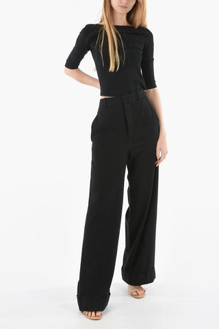 Wool-blend BONNE Slouchy Pants in Pinstripe Motif
