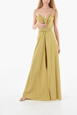 Maxi Front Slit Silk Dress
