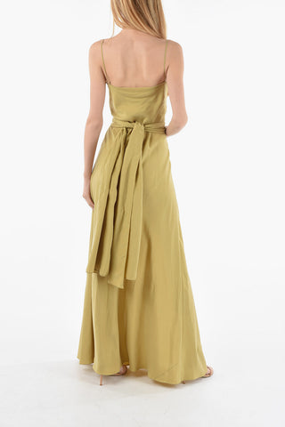 Maxi Front Slit Silk Dress