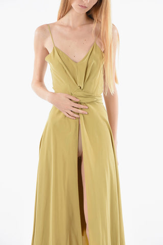 Maxi Front Slit Silk Dress