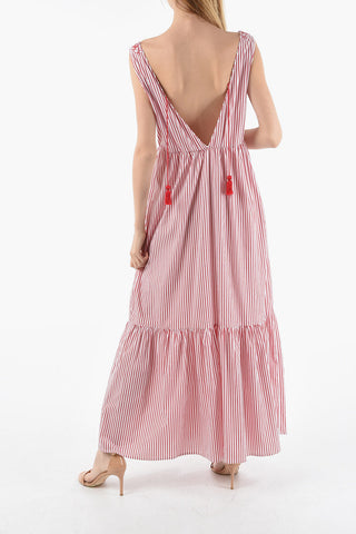 Striped V-Neck Sleeveless Maxi Dress