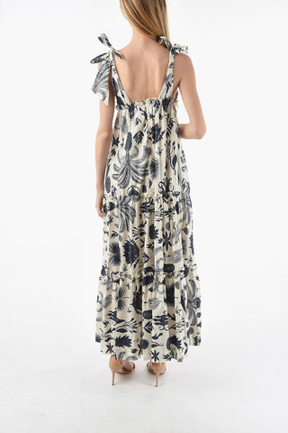 Vestito Maxi Stampato Senza Manica Con Tasche