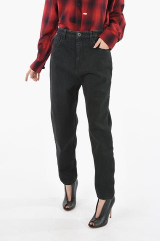 High-waisted Mom-fit Denims with Back Triangle Logo 16cm