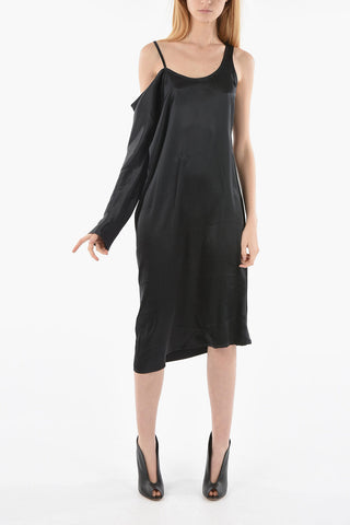 Silk-satin GRETA Asymmetric Midi Dress