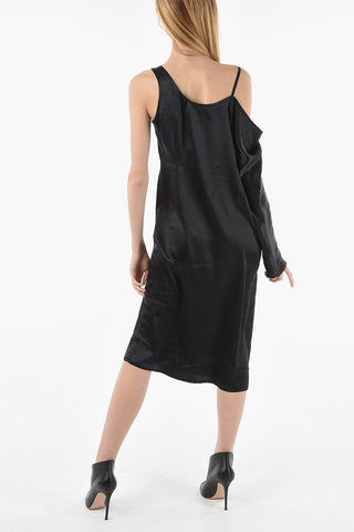 Silk-satin GRETA Asymmetric Midi Dress