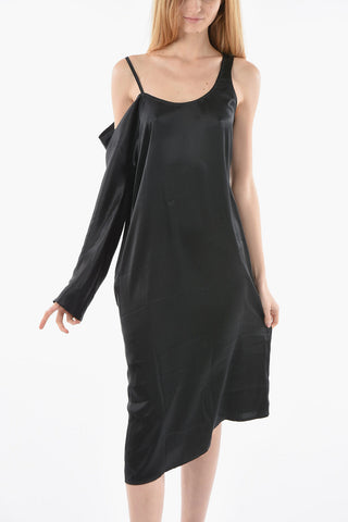 Silk-satin GRETA Asymmetric Midi Dress