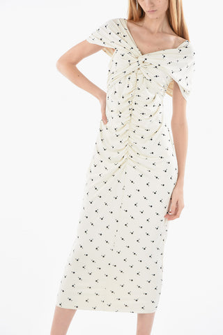 Polka Dots Butterfly Sleeved Maxi Dress