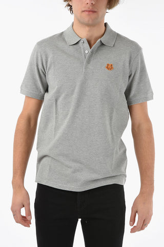 Cotton-hopsack Polo T-shirt with TIGER CREST Logo Patch