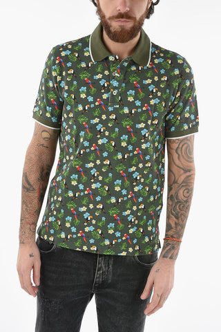 All Over Printed Piquet Cotton SMITH 3 Buttons Polo Shirt
