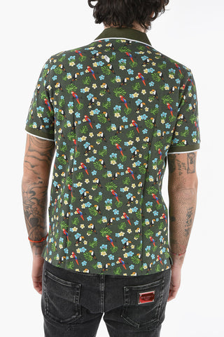 All Over Printed Piquet Cotton SMITH 3 Buttons Polo Shirt