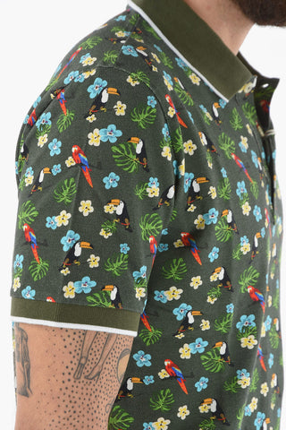 All Over Printed Piquet Cotton SMITH 3 Buttons Polo Shirt