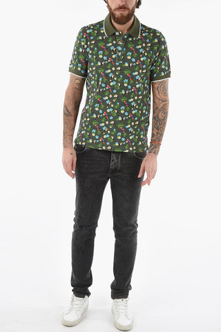 All Over Printed Piquet Cotton SMITH 3 Buttons Polo Shirt