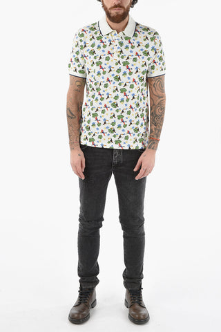 All Over Printed Piquet Cotton SMITH 3 Buttons Polo Shirt