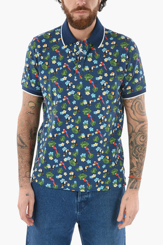 All Over Printed Piquet Cotton SMITH 3 Buttons Polo Shirt