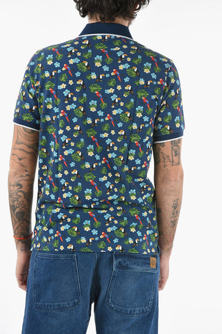 All Over Printed Piquet Cotton SMITH 3 Buttons Polo Shirt