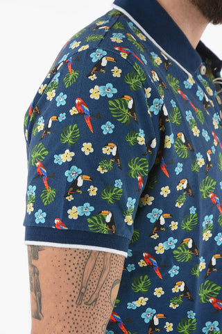 All Over Printed Piquet Cotton SMITH 3 Buttons Polo Shirt