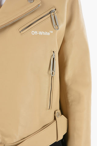 SEASONAL Printed Leather DIAG Crop Jacket