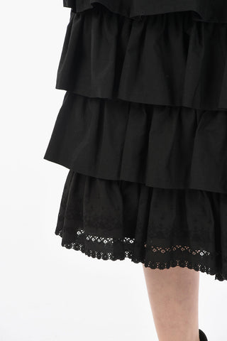 TAO Ruffled Midi Wrap Skirt with Wide Vent and Lace