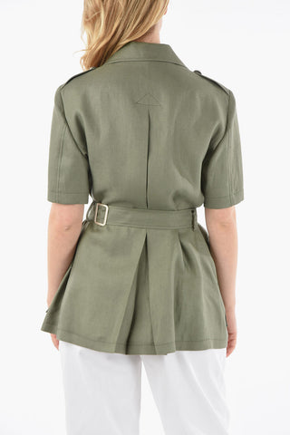 Belted Linen HESTER Blazer with Notch Lapel
