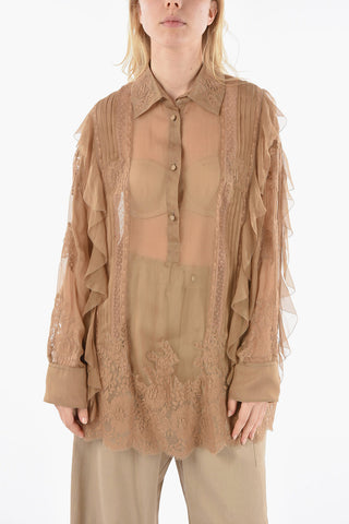 Camicia Multistrato in Seta con Dettagli Ricamati