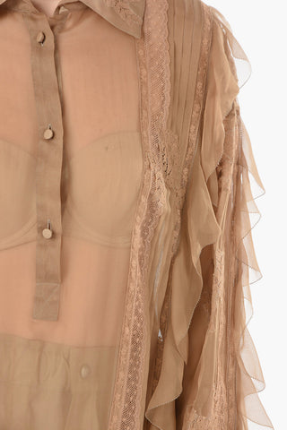 Camicia Multistrato in Seta con Dettagli Ricamati
