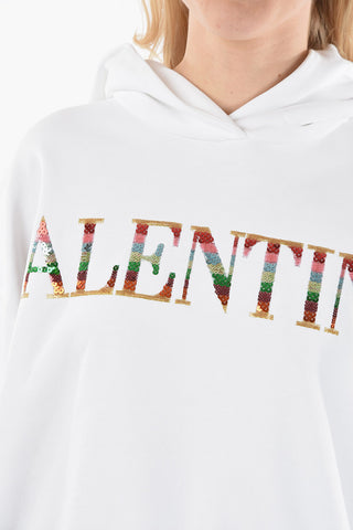 Sequined Embroidered Logo Hoodie