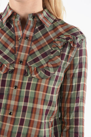 Camicia A Quadri Con Rouches