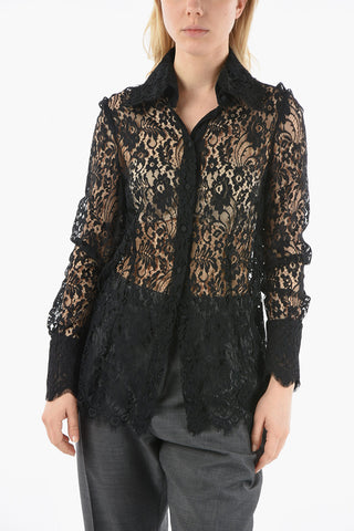 Camicia a Tinta Unita in Pizzo