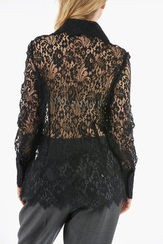 Camicia a Tinta Unita in Pizzo